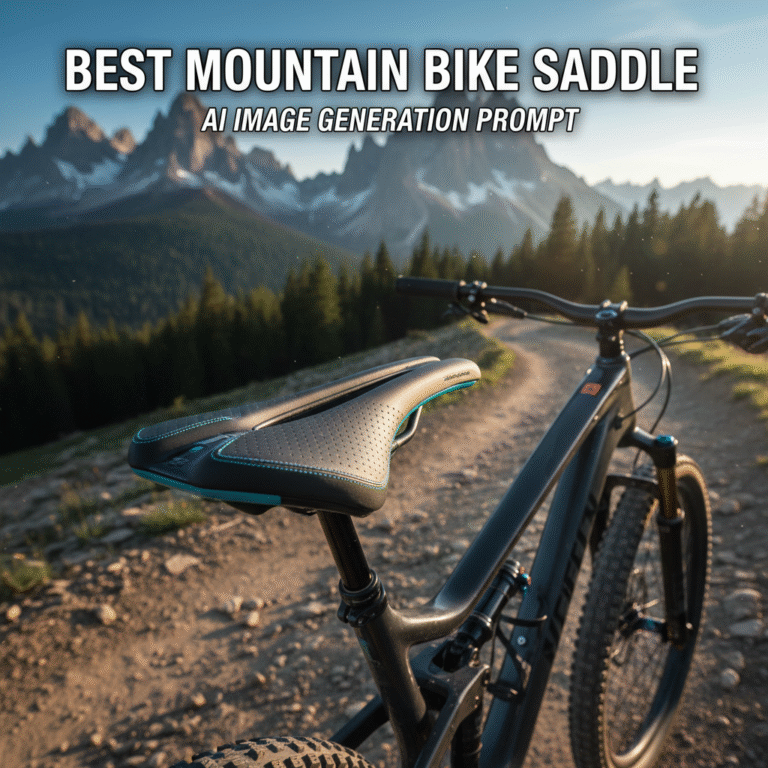 alt_text High-end mountain bike with ergonomic saddle on a scenic mountain trail, dramatic peaks in background.