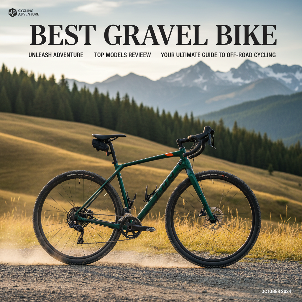 Sleek gravel bike on sunlit path, with hills and mountains, for 'Best Gravel Bike' magazine cover.